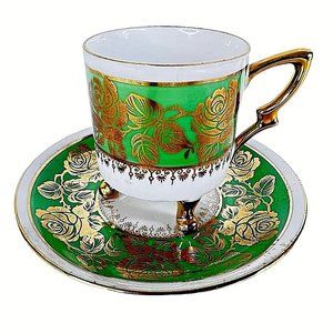 Mitterteich‎ Bavaria Demitasse Three Footed Cup And Saucer Germany 049 Miniature